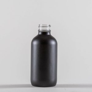 4 oz Black Glass Boston Round Bottle with 24-400 Neck Finish